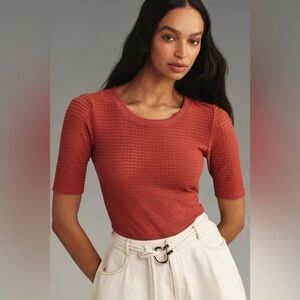 NWT Size S - Pilcro Short-Sleeve Textured Tee (Color: CEDAR)